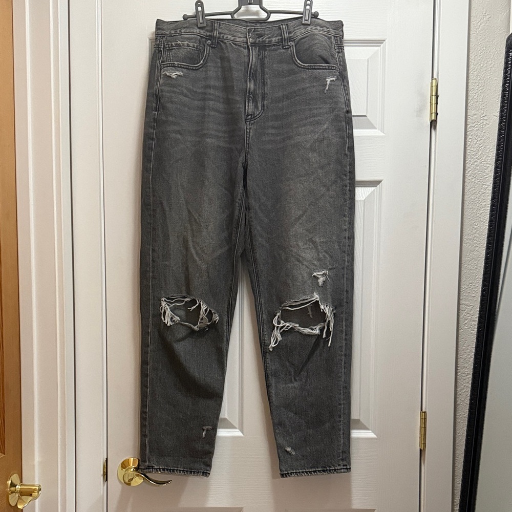 American Eagle Outfitters Distressed Black Women Jeans 14 Long
